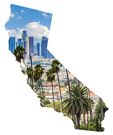 california outline with city view