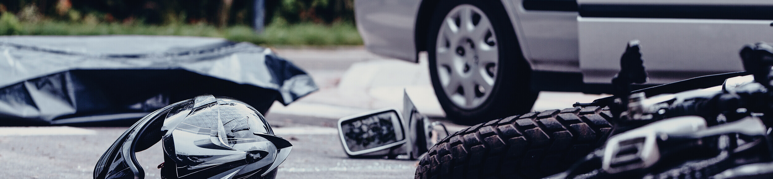 car and motorcycle crash close up to represent auto accidents victims we represent in california